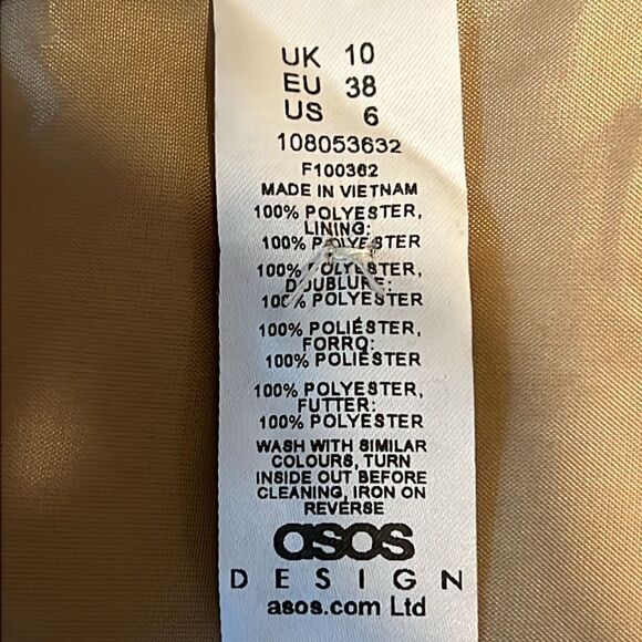 ASOS Tan/Gold Lined‎ Oversized Fit (see measurements) Blazer Size 6 NWT - Picture 14 of 15